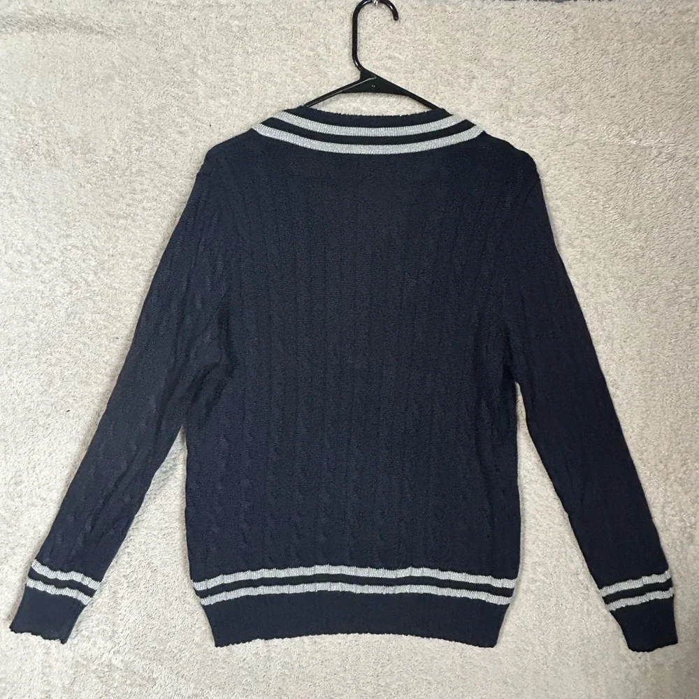 Ralph Lauren Cable Knit Cricket Sweater V-Neck Size L Lauren Active Polo Tennis - Picture 5 of 8